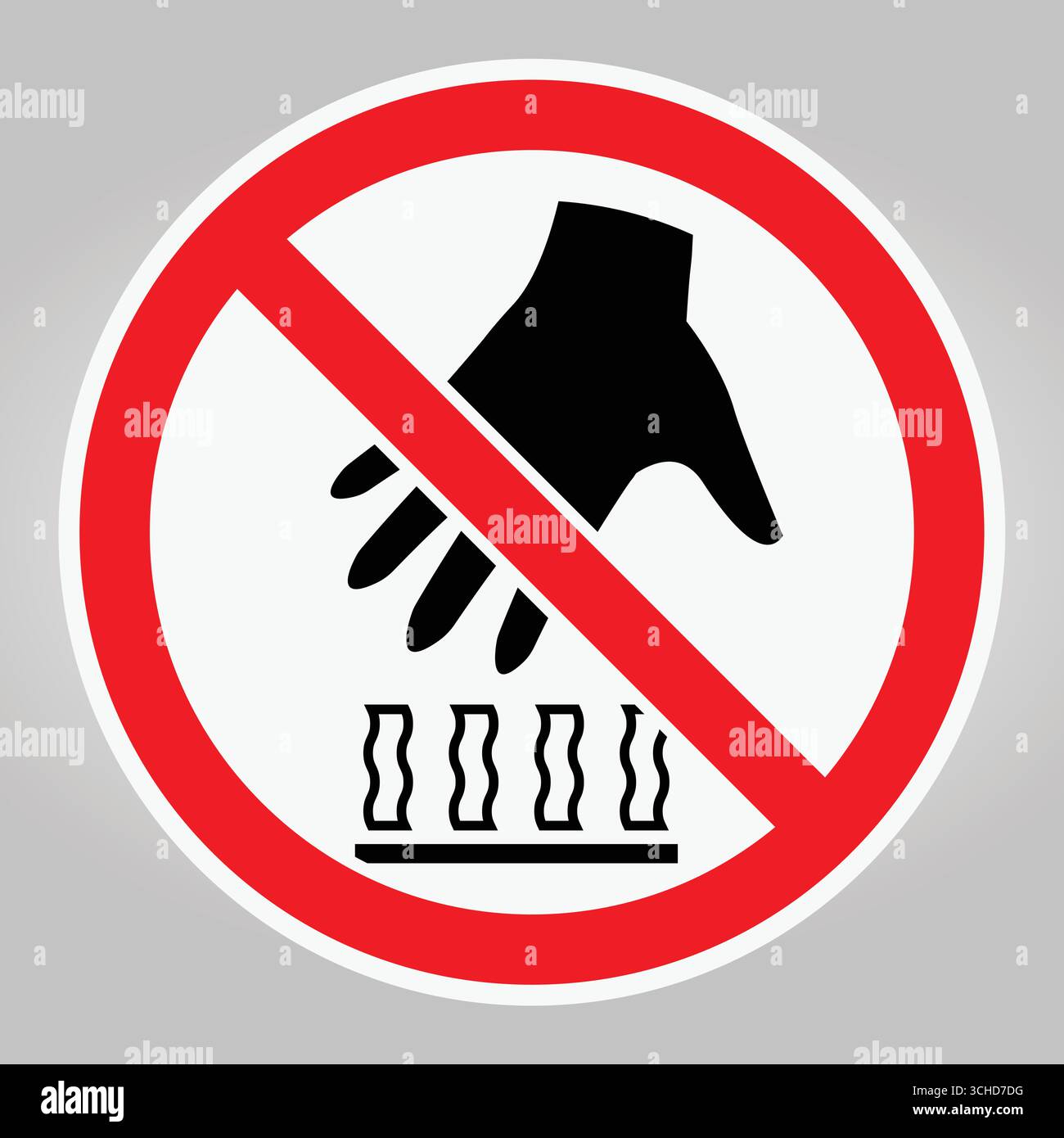 Touch Hot Object A warning sign featuring a hand symbol crossed out, indicating not to ...
