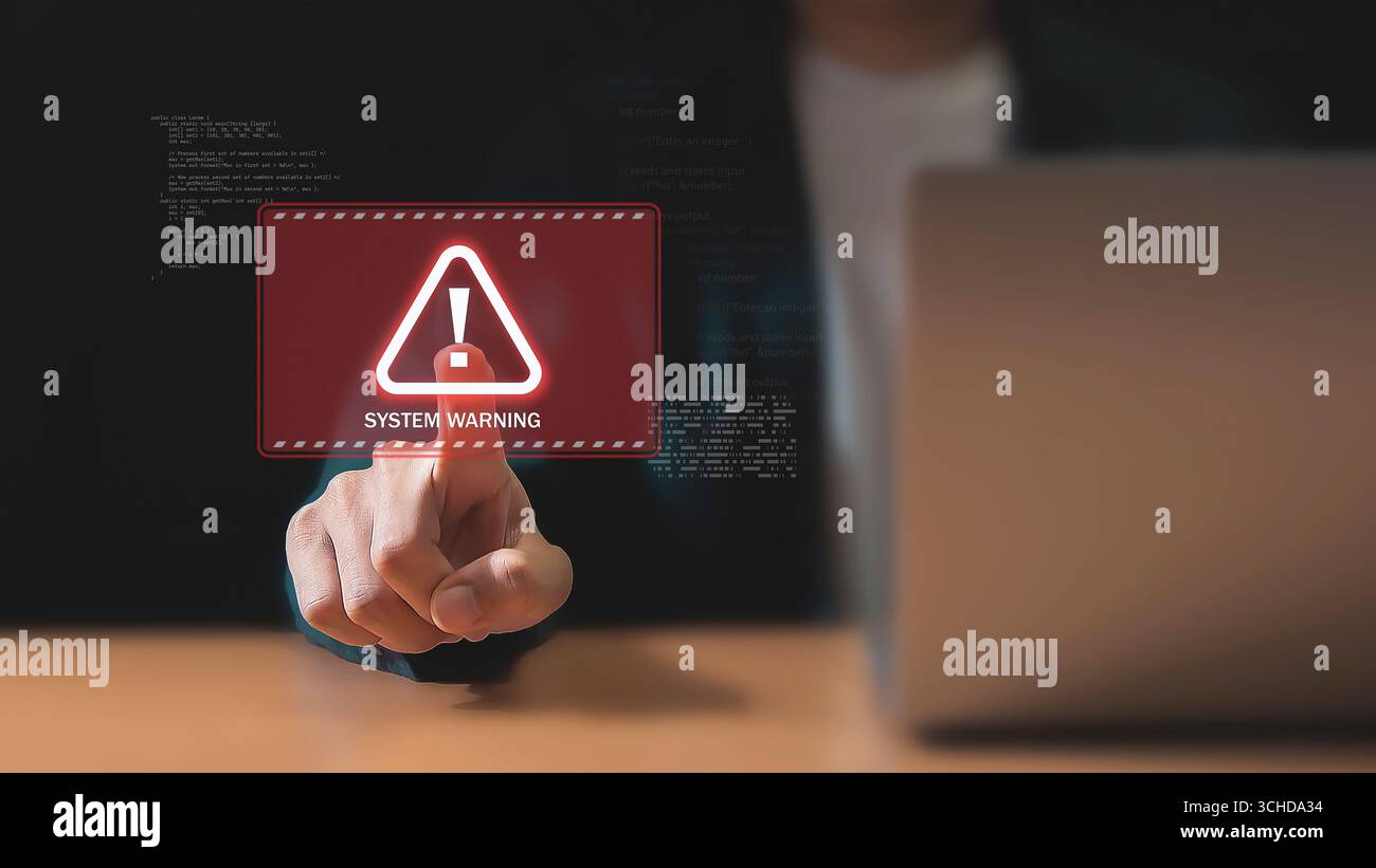 Cybersecurity, System warning hacked alert, Protection against personal ...
