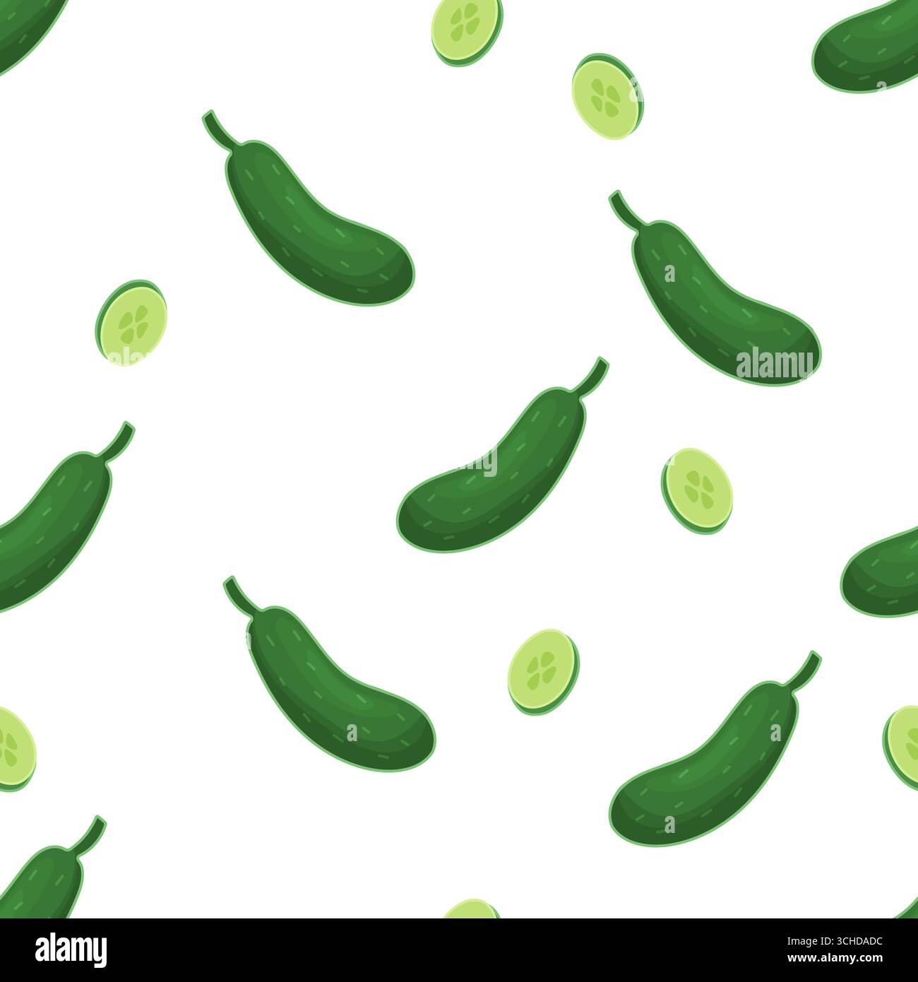 Seamless cucumber pattern on white background Stock Vector