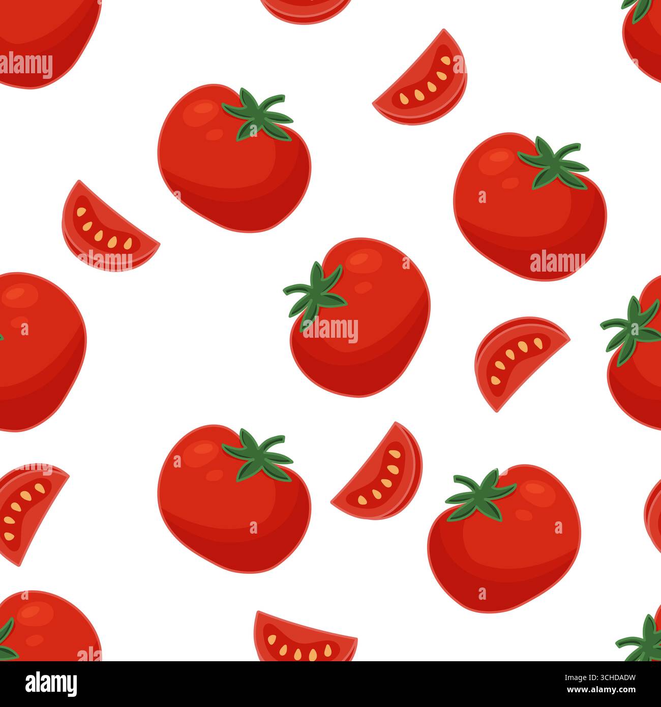 Seamless tomato pattern on white background Stock Vector