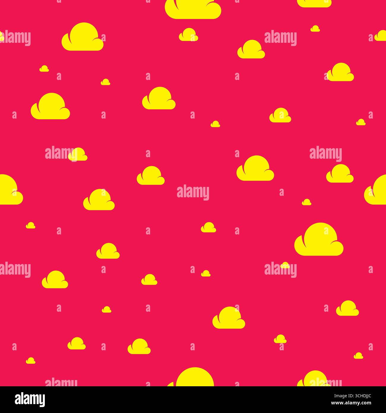 Yellow Cloud Seamless Pattern With Pink Background Stock Vector