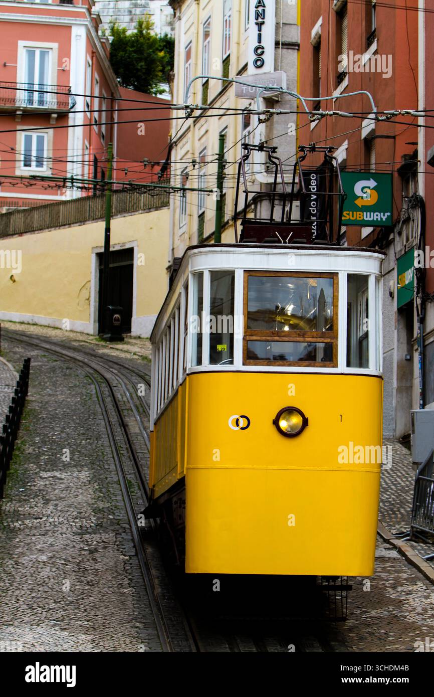 Lisbon, Portugal - February 16, 2025: Elevador da Gloria in Lisbon. It ...