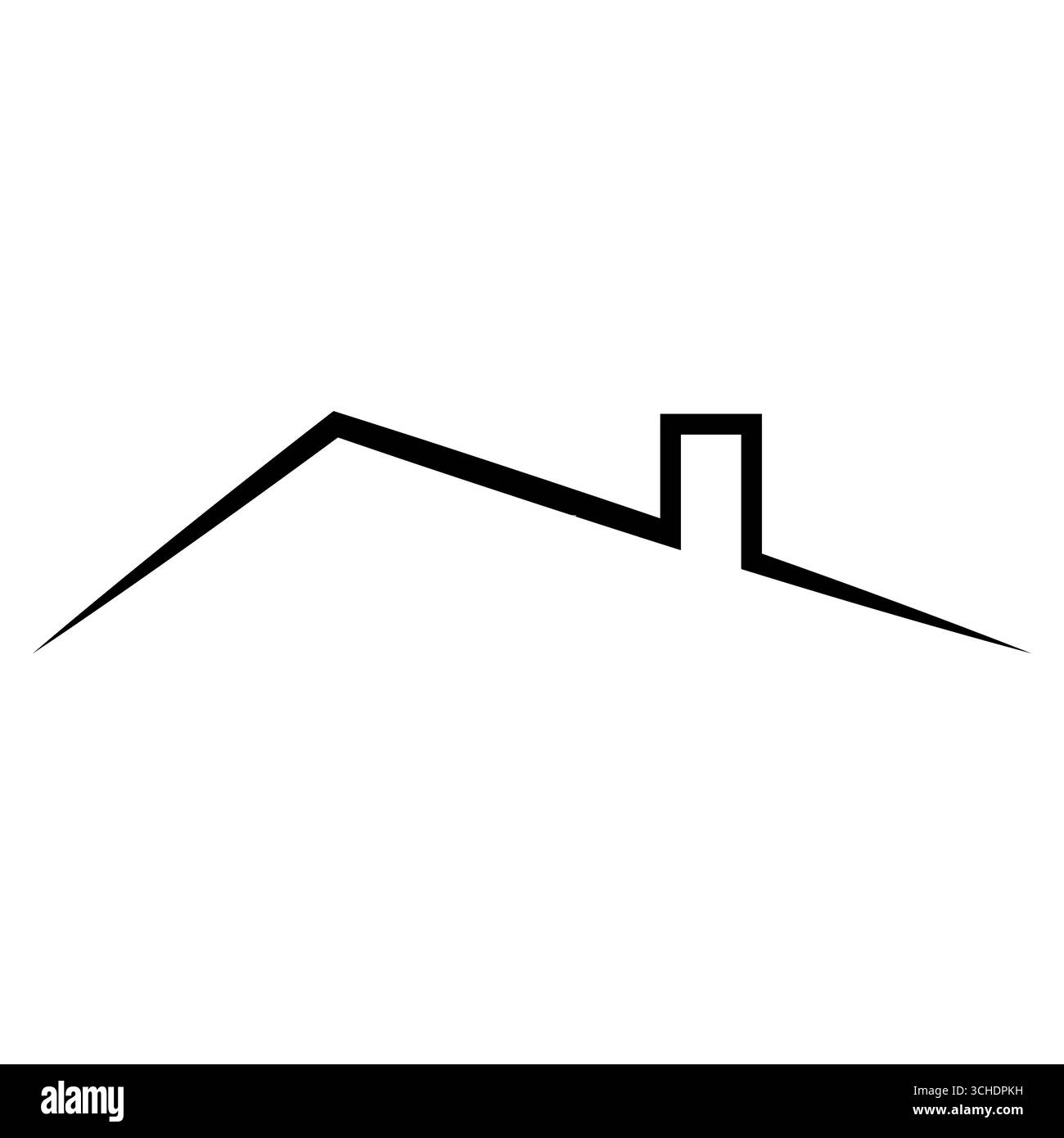 Minimal house roof line icon with chimney architectural design symbol ...