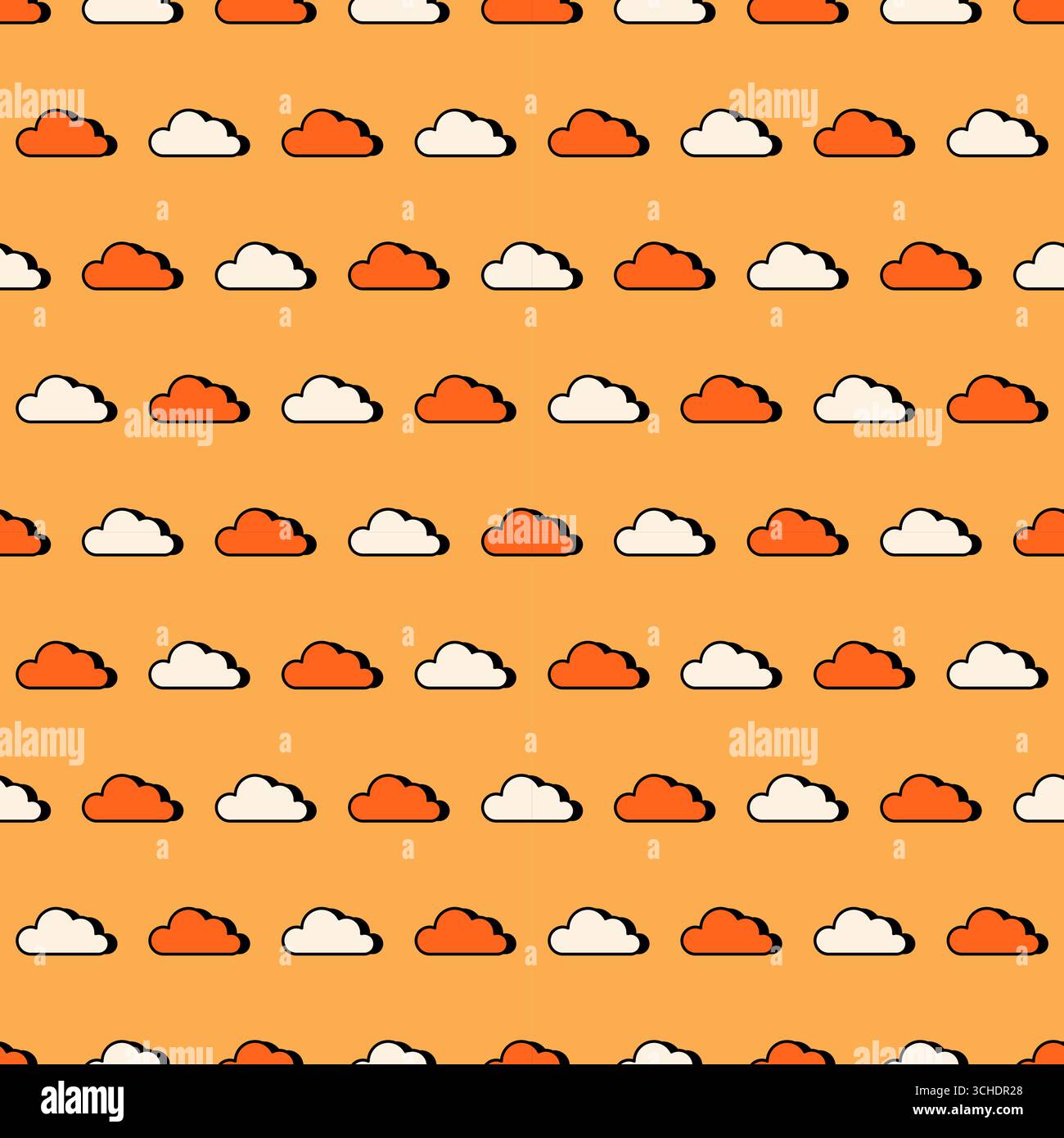 cloud vector seamless pattern with orange color Stock Vector