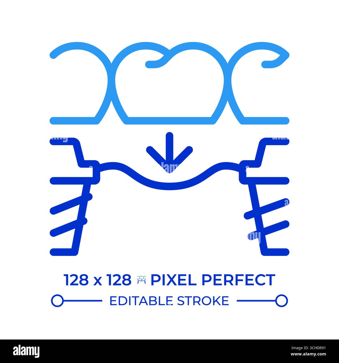 Tooth replacement pixel perfect two color line icon Stock Vector