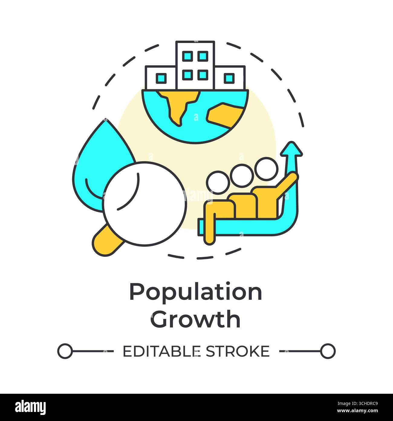 Population growth multi color concept icon Stock Vector