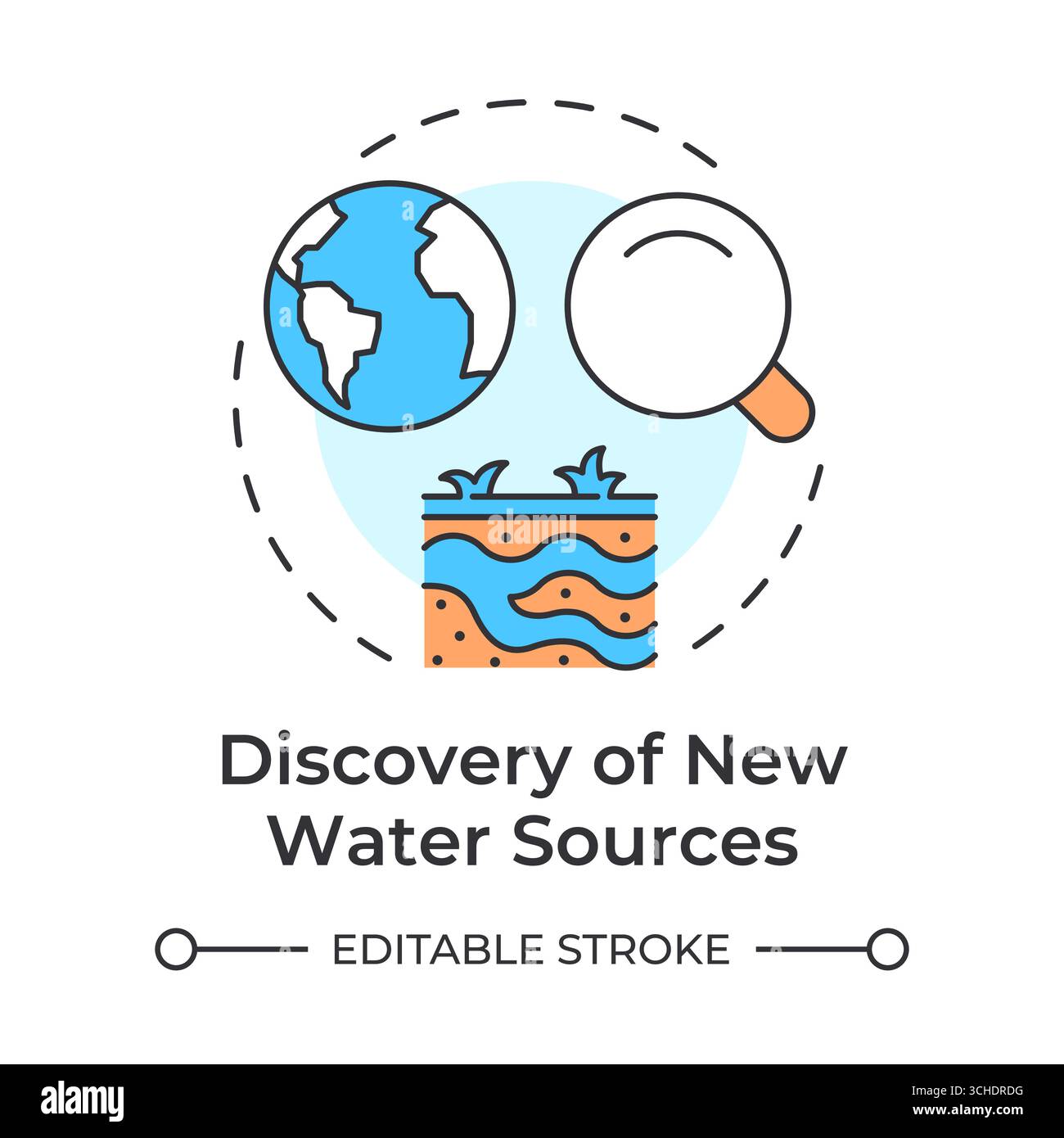 Discovery of new water sources multi color concept icon Stock Vector ...