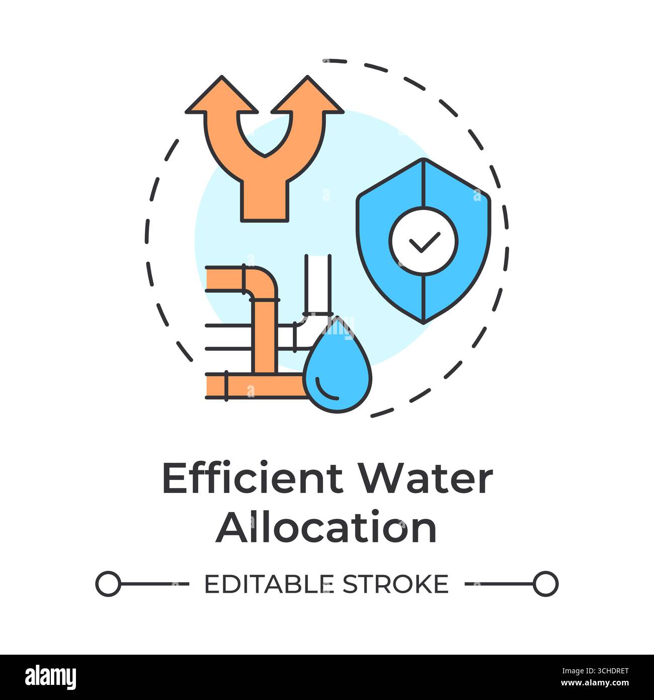 Efficient water allocation multi color concept icon Stock Vector