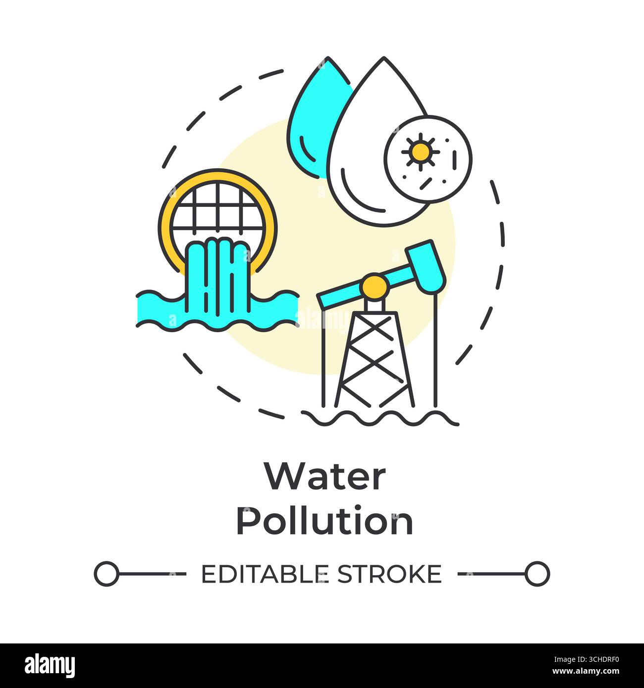 Water pollution multi color concept icon Stock Vector