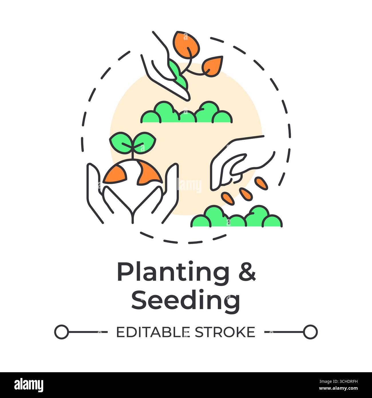 Planting and seeding multi color concept icon Stock Vector