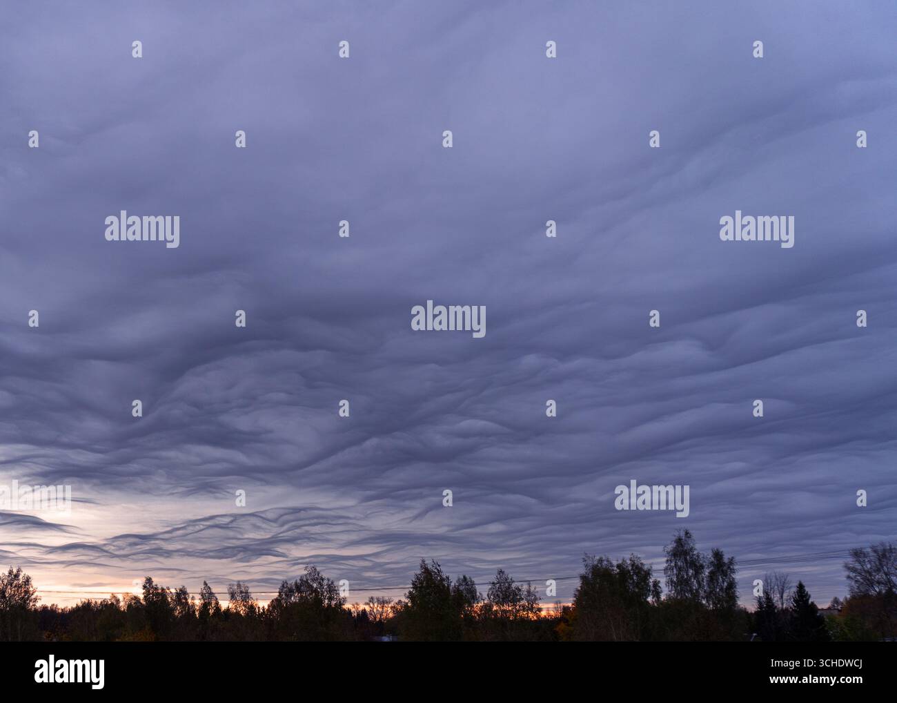 Dark creepy sky. Scary horror luminal space. Stock Photo