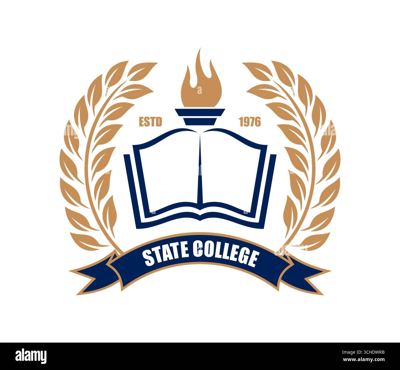 University state college icon. Vector classic academic emblem featuring ...