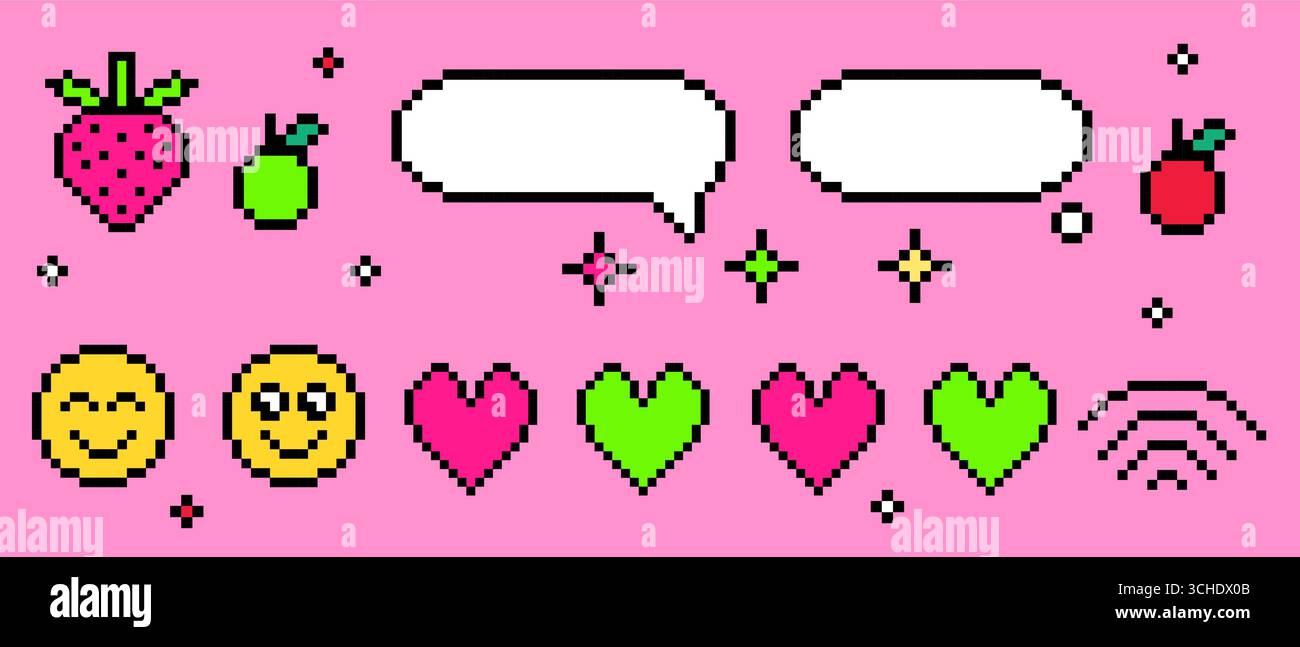 Cute pixel heart with stars y2k retro 8 bit style. Shiny game