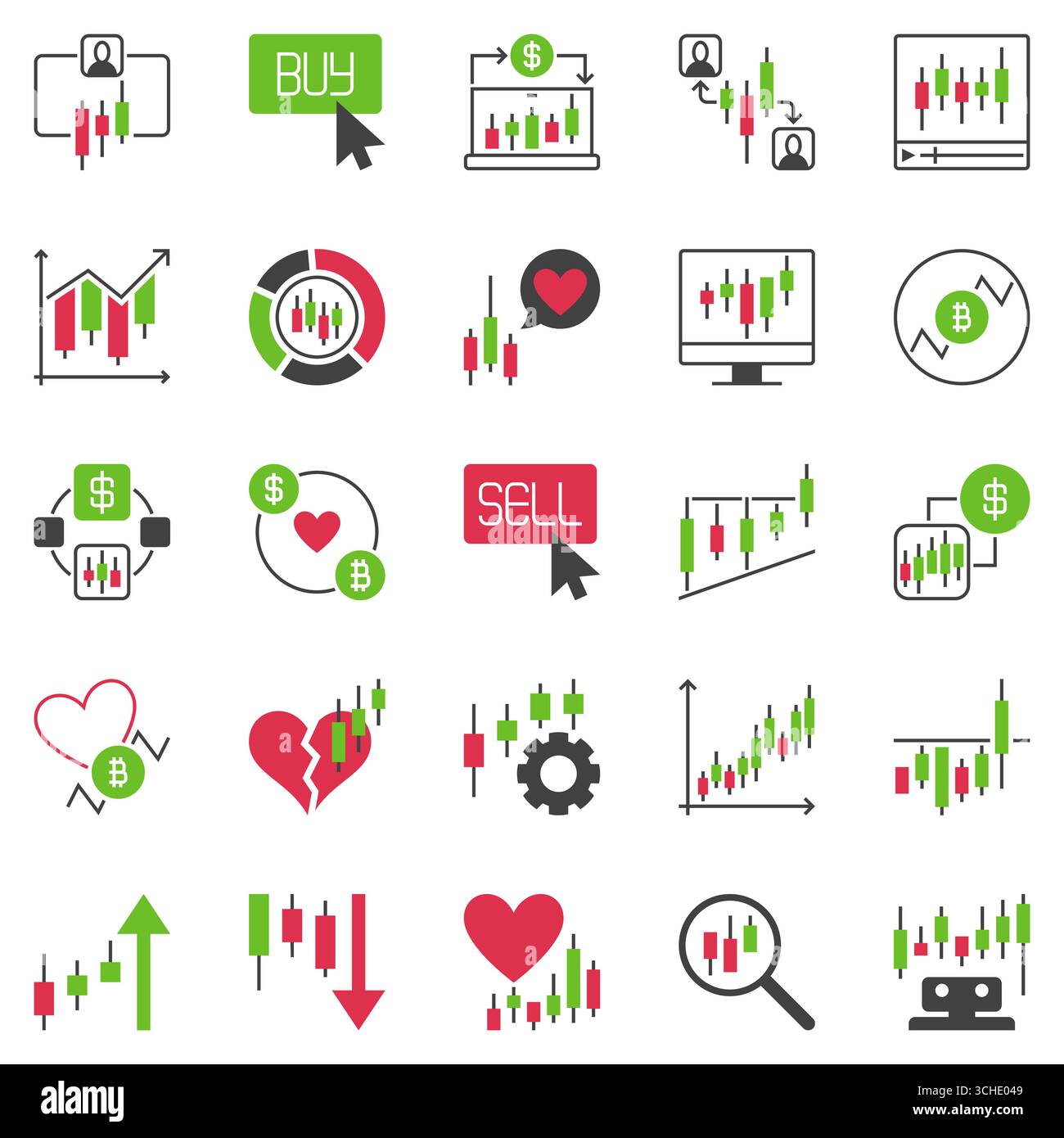 Crypto Trading icons set. Trading and Investment concept vector symbols ...