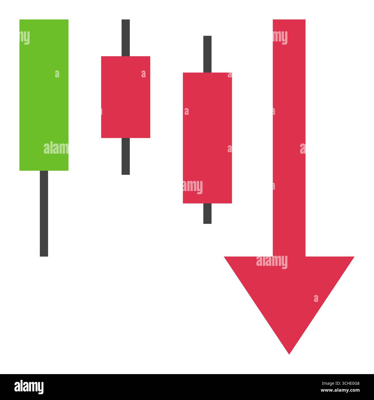 Red Arrow with Falling Candlestick Chart vector Crypto Trading concept ...