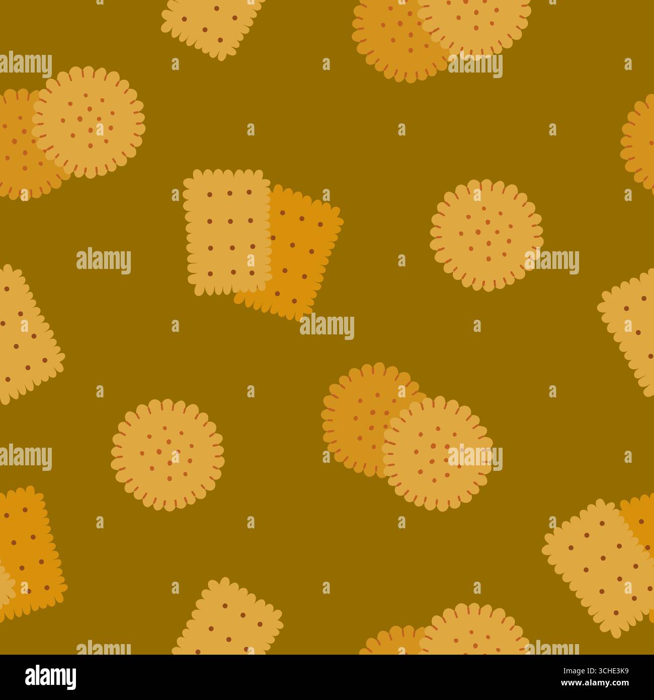 Seamless pattern with square and round crackers  Stock Vector