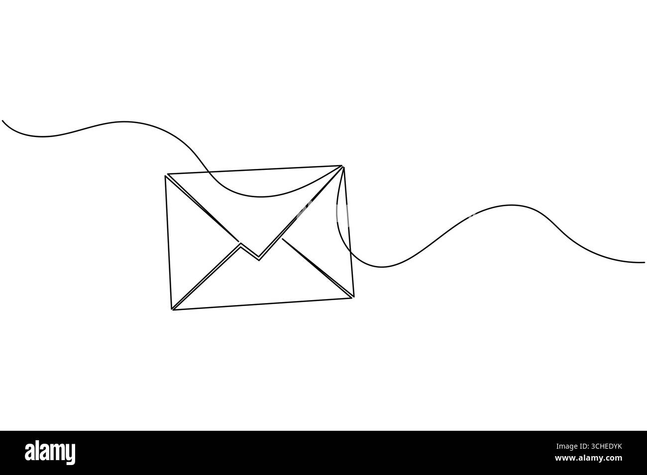 One line drawing envelope icon isolated outline simple minimal vector illustration Stock Vector