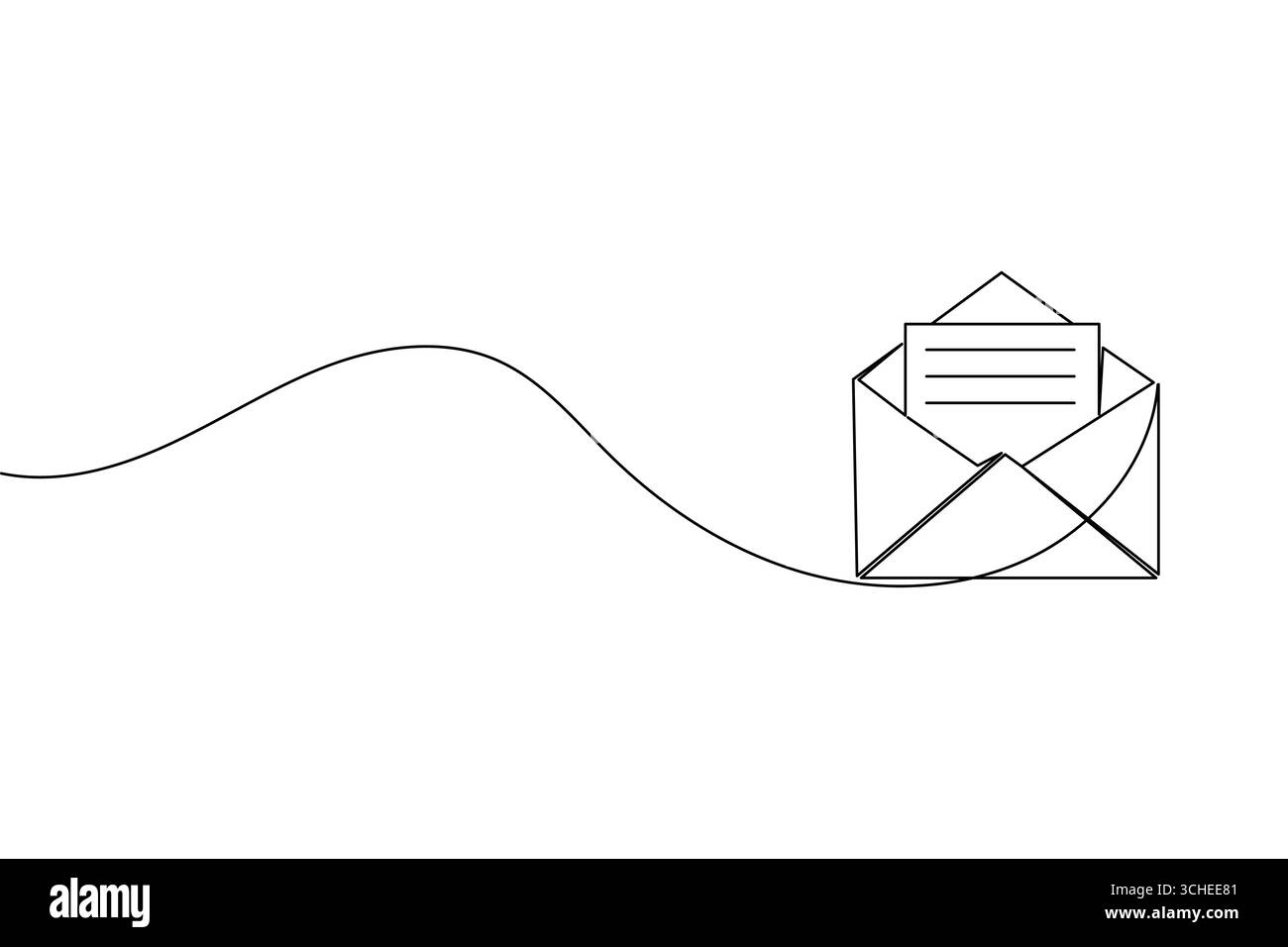 One line drawing envelope icon isolated outline simple minimal vector illustration Stock Vector