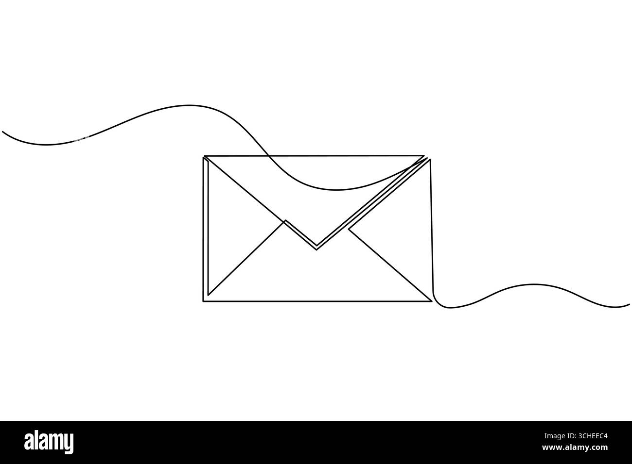 One line drawing envelope icon isolated outline simple minimal vector ...