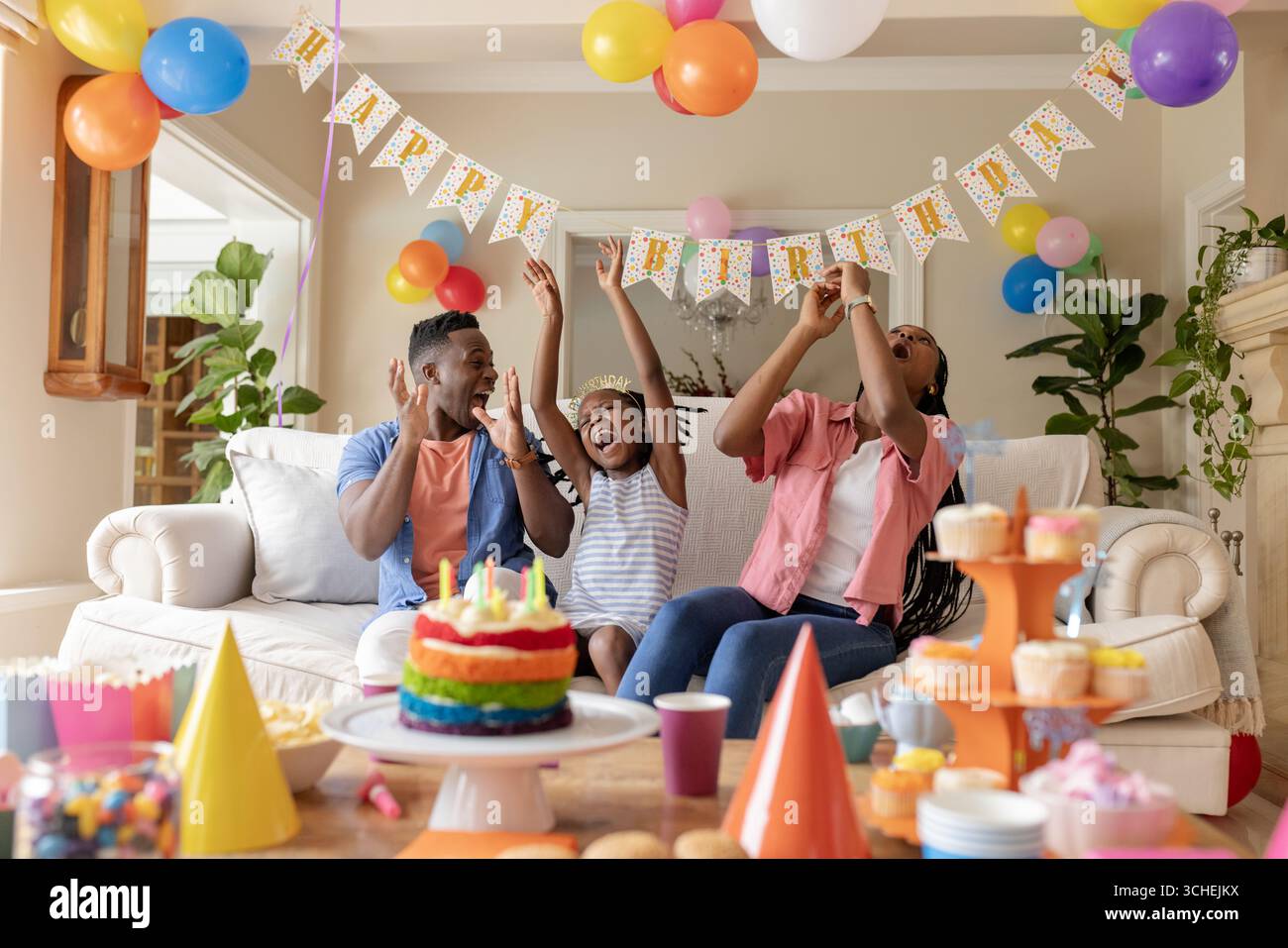 Birthday party balloons cake people hi-res stock photography and images - Alamy