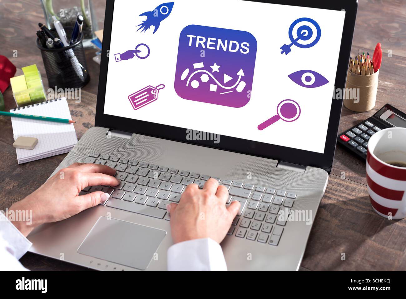 Trends concept shown on a laptop screen Stock Photo