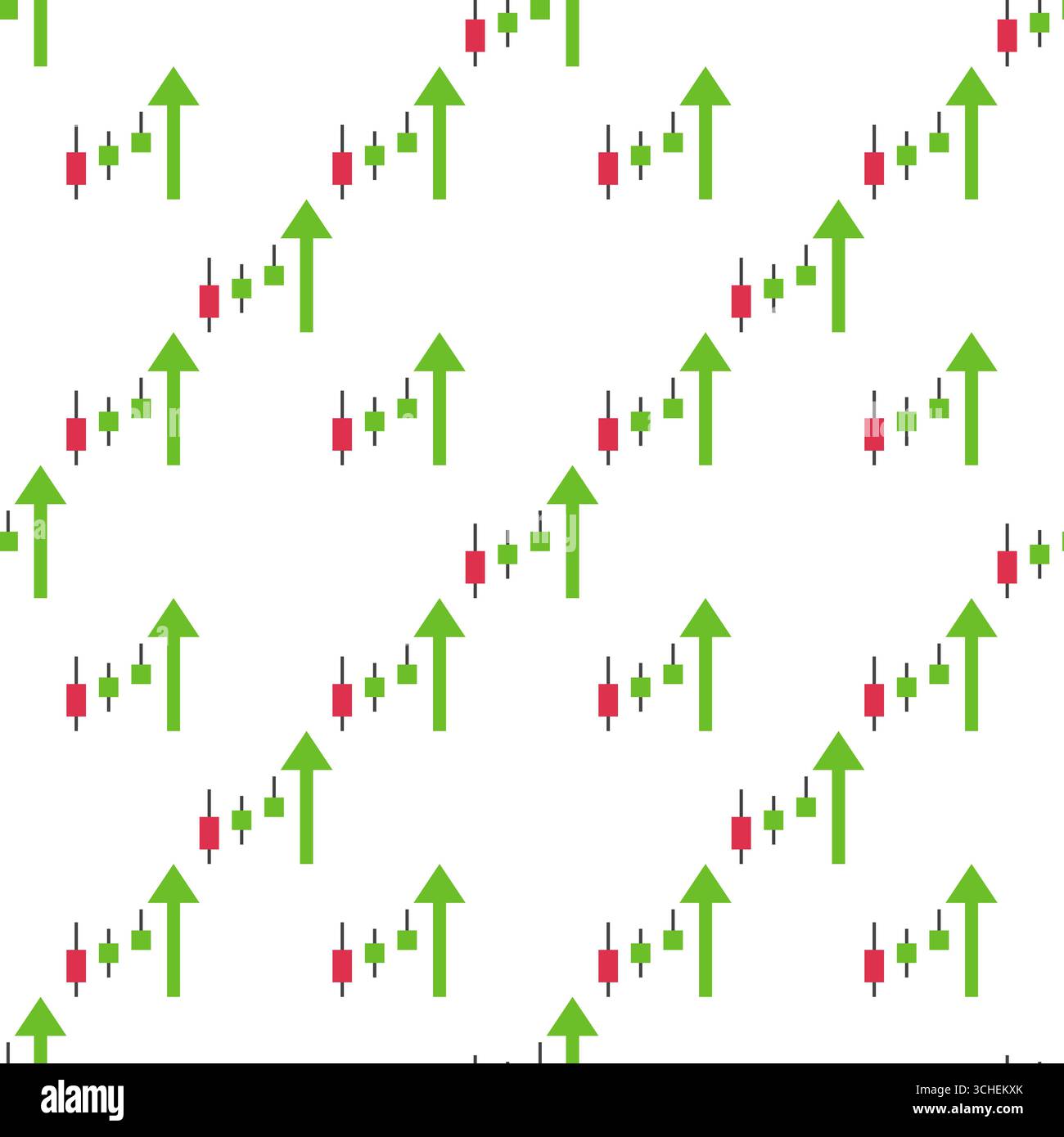 Green Arrow with Candlestick Chart vector Trading and Investment concept seamless pattern Stock Vector