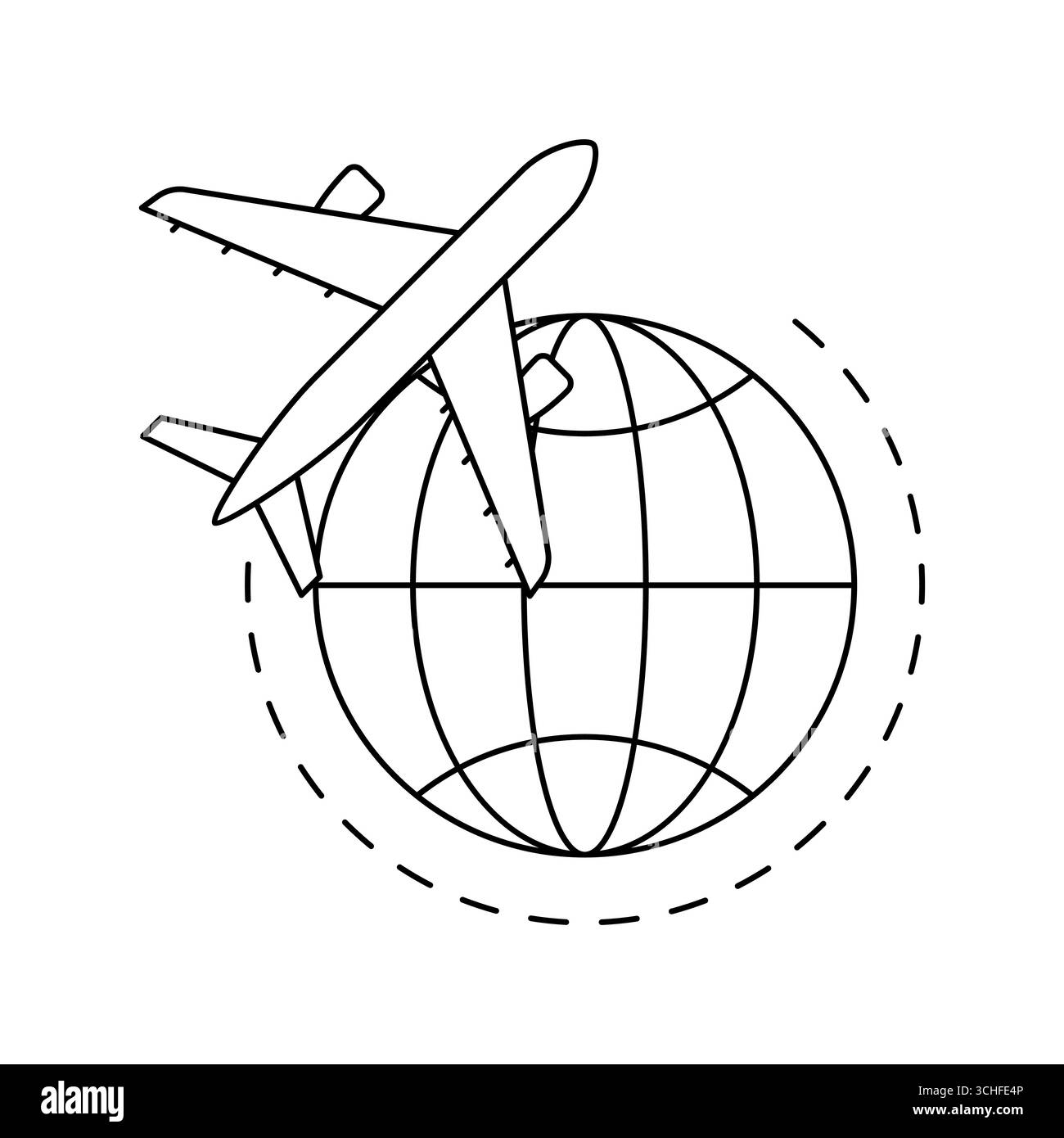 Earth planet airplane icon Black and White Stock Photos & Images - Alamy
