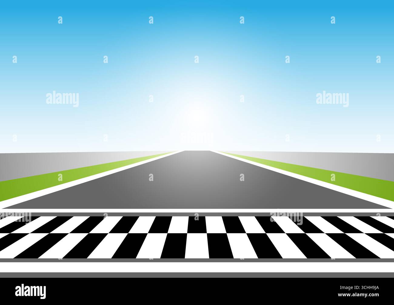 Asphalt racing track. Racing track with Start or Finish line. Go-kart ...