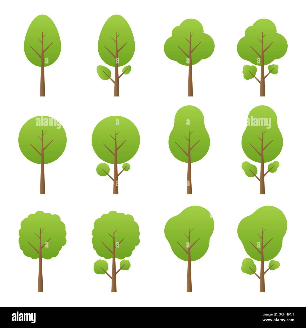 Set of Tree. Tree Icon. Vector Illustration Isolated on White Background. Stock Vector