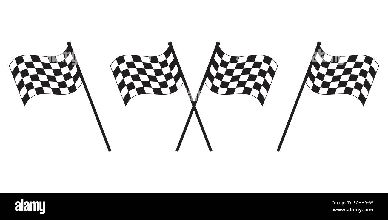 Race flag. Finishing flag. checkered flag. Black and white checkered flag. Vector Illustration. Stock Vector