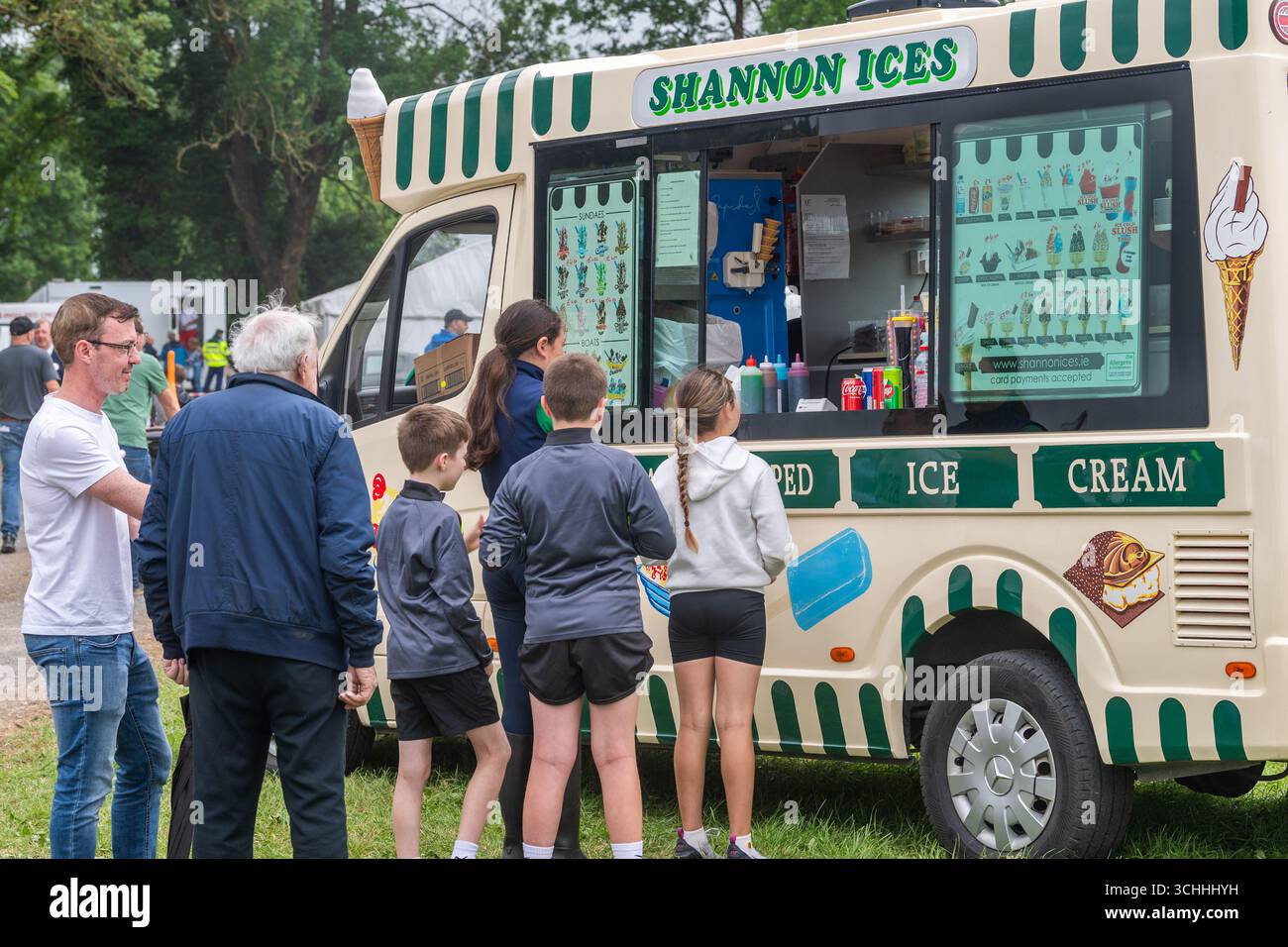 Queue at an ice cream van at Charleville Agricultural Show, County Cork, Ireland. Stock Photo