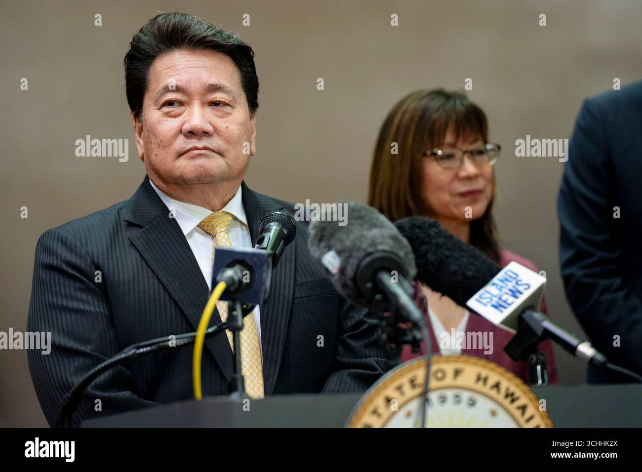 State Rep. Kyle Yamashita, D-Pukalaniat listens to a question during a ...