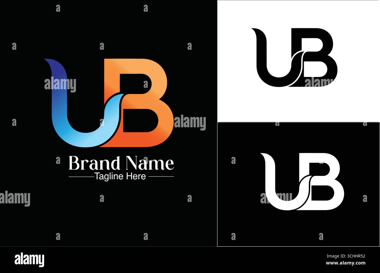 Modern UB Logo Design | Creative Letter U and B Branding Icon | Gradient Business Logo Template Stock Vector