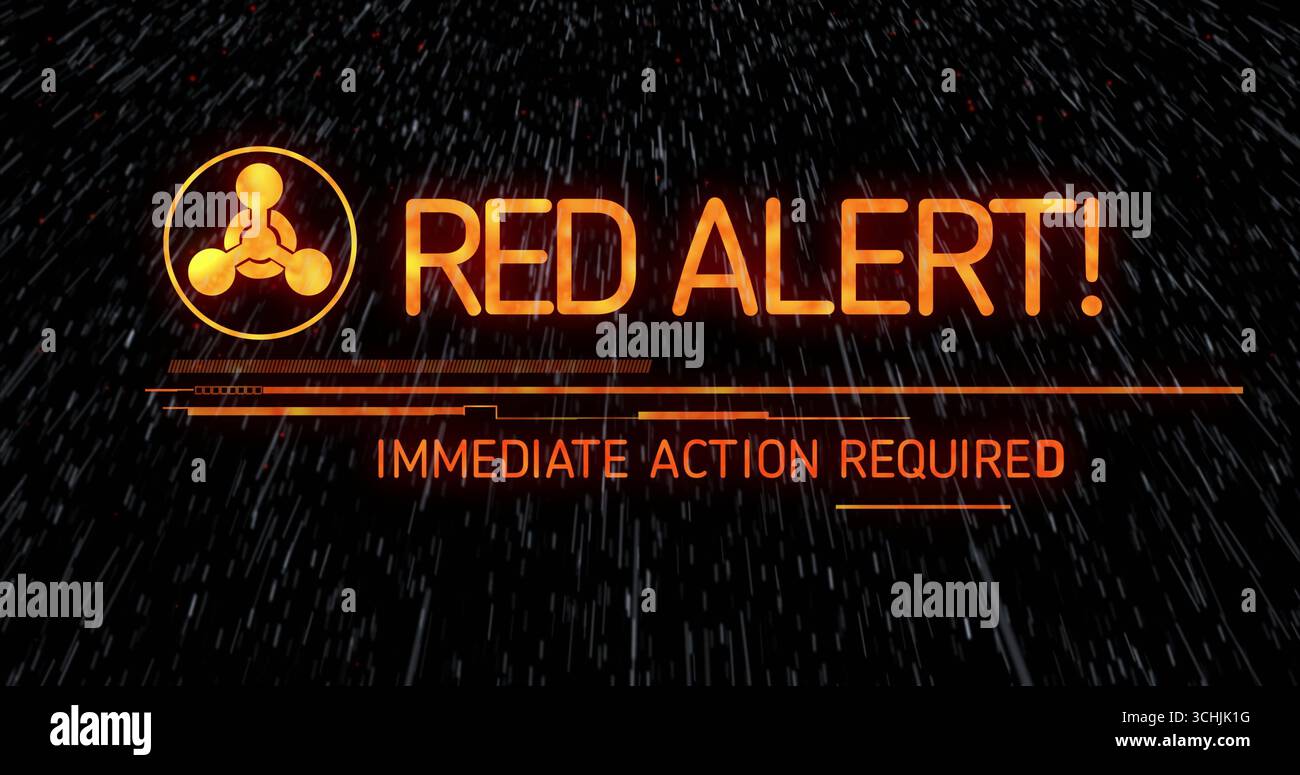Displaying RED ALERT on digital console, with icon, progress bar and ...