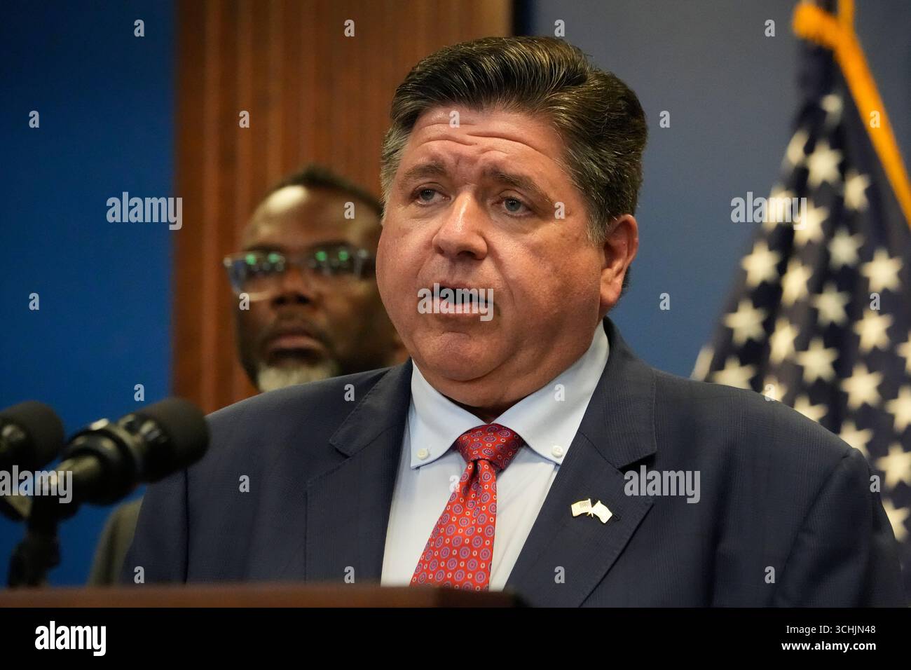Illinois Gov. JB Pritzker speaks during a press conference Tuesday ...