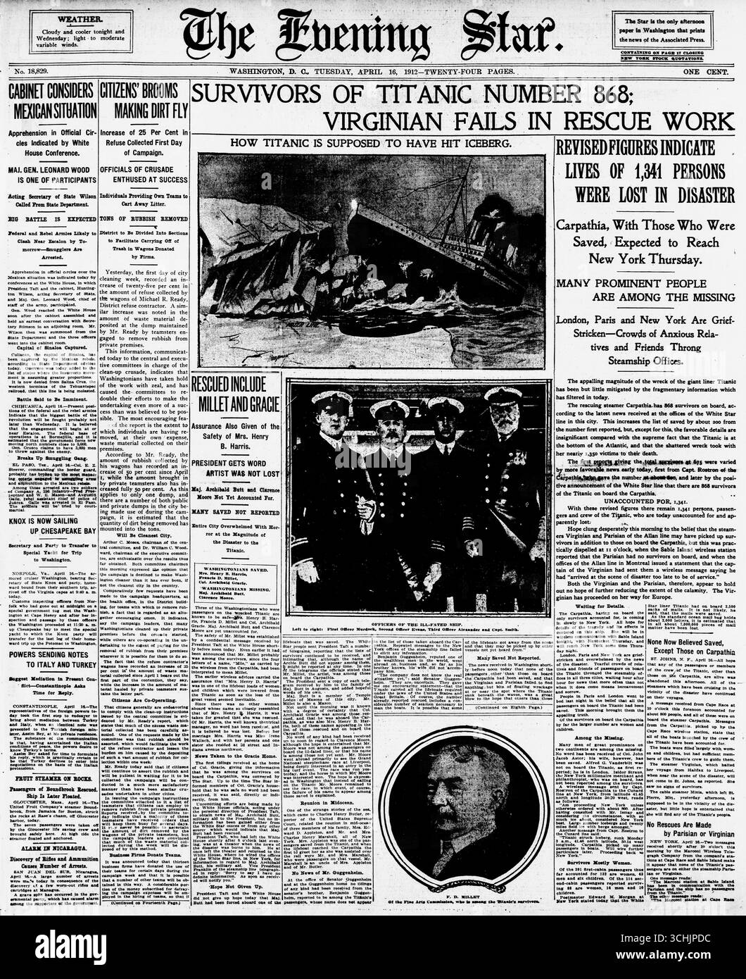 The Evening Star newspaper, Survivors of Titanic number 868. April 16 ...