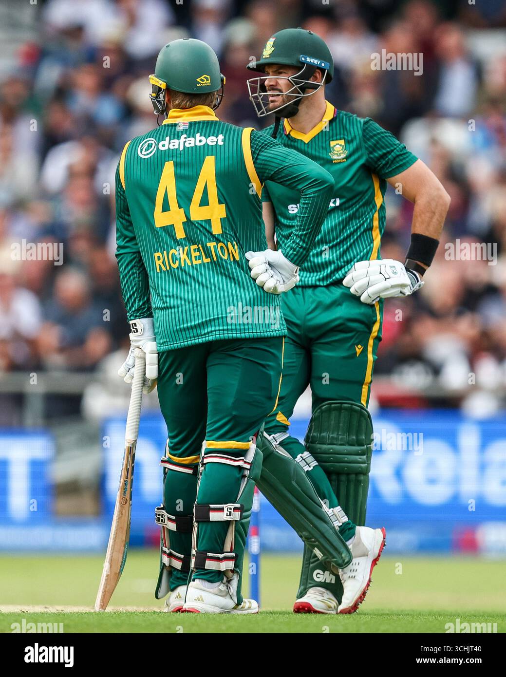 South Africa's Ryan Rickleton & Aiden Markram at the crease during the ...