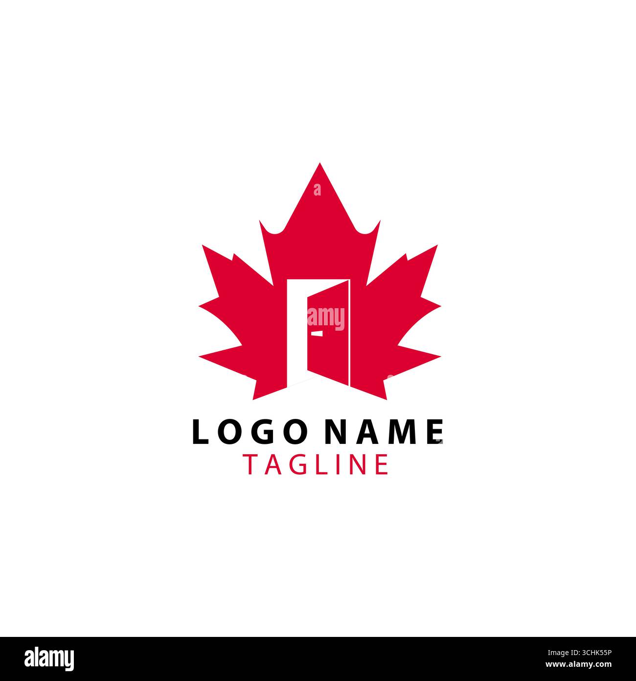 door canabian maple leaf logo design vector Stock Vector