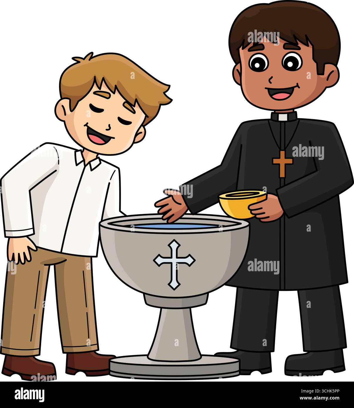 Baptism Boy and Priest Cartoon Colored Clipart Stock Vector Image & Art ...