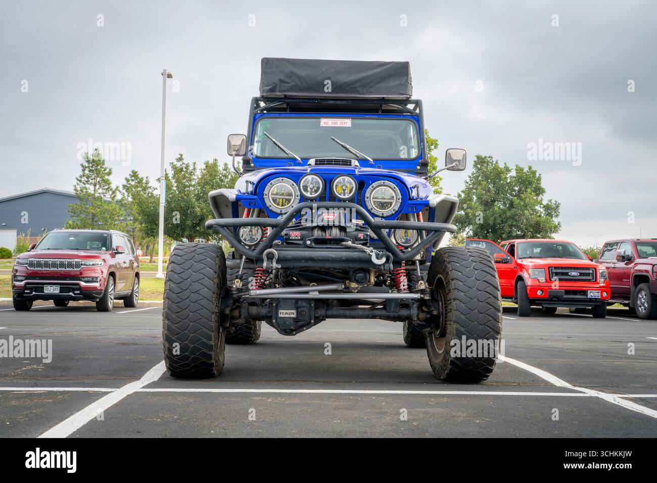 Loveland, CO, USA - August 24, 2025: Vintage Jeep heavily modified for ...
