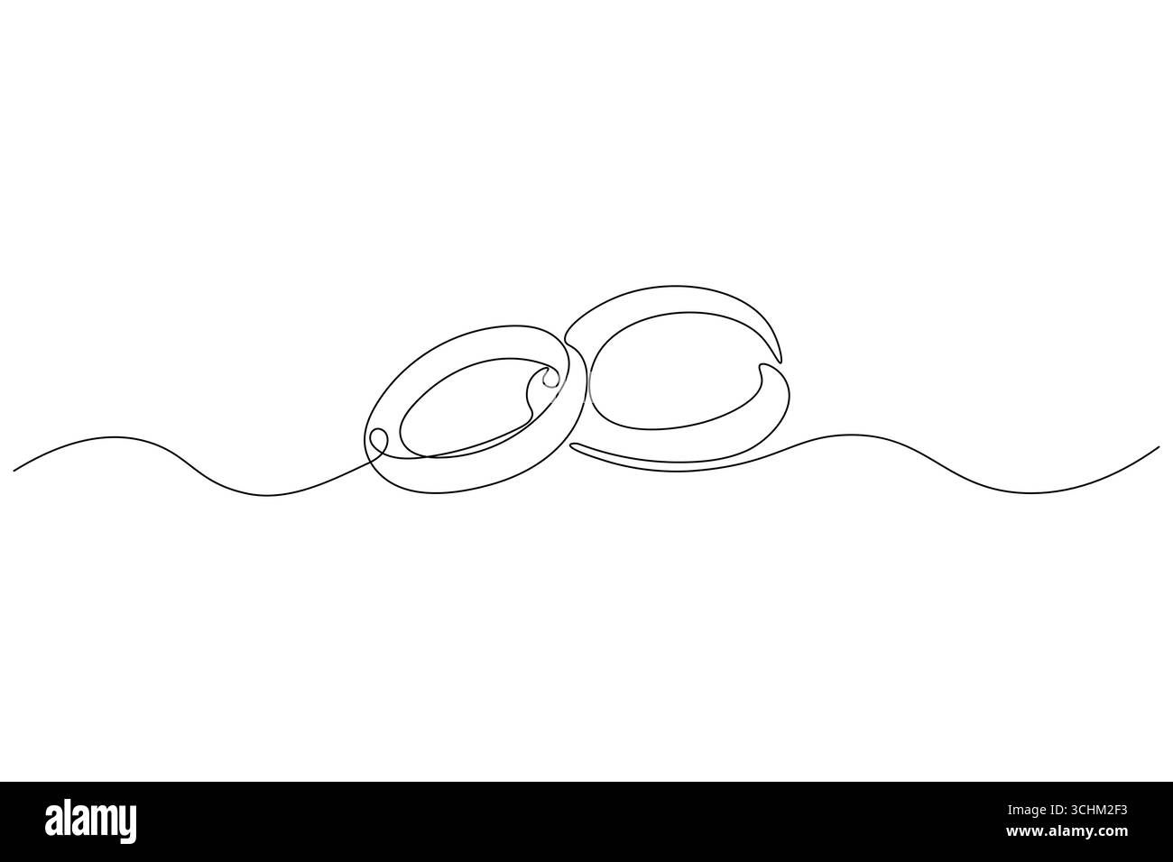 Wedding ring continuous one line drawing minimalist outline vector ...