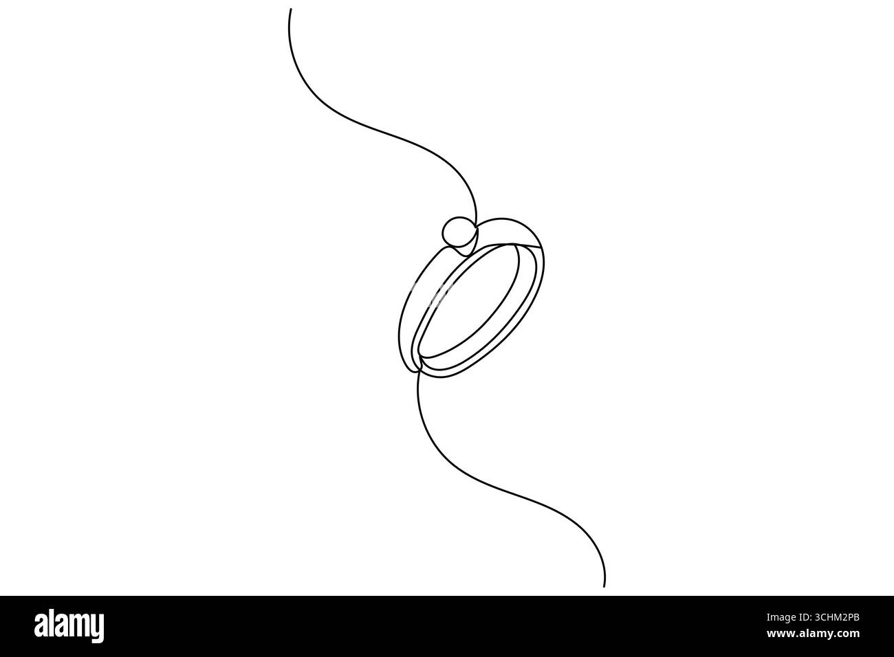 Wedding ring continuous one line drawing minimalist outline vector ...