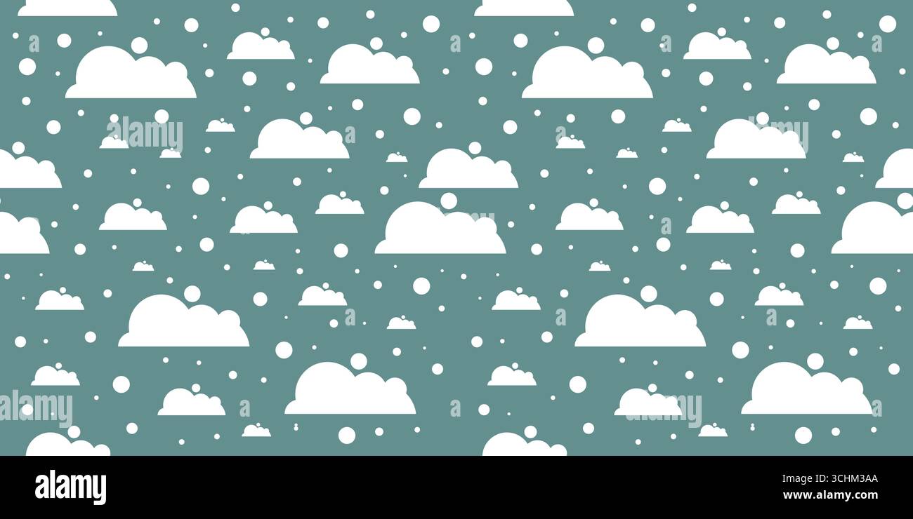 Seamless pattern with blue clouds on a blue gray background Stock Vector