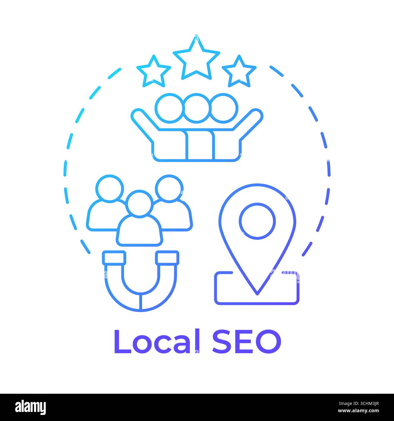Local seo blue gradient concept icon Stock Vector
