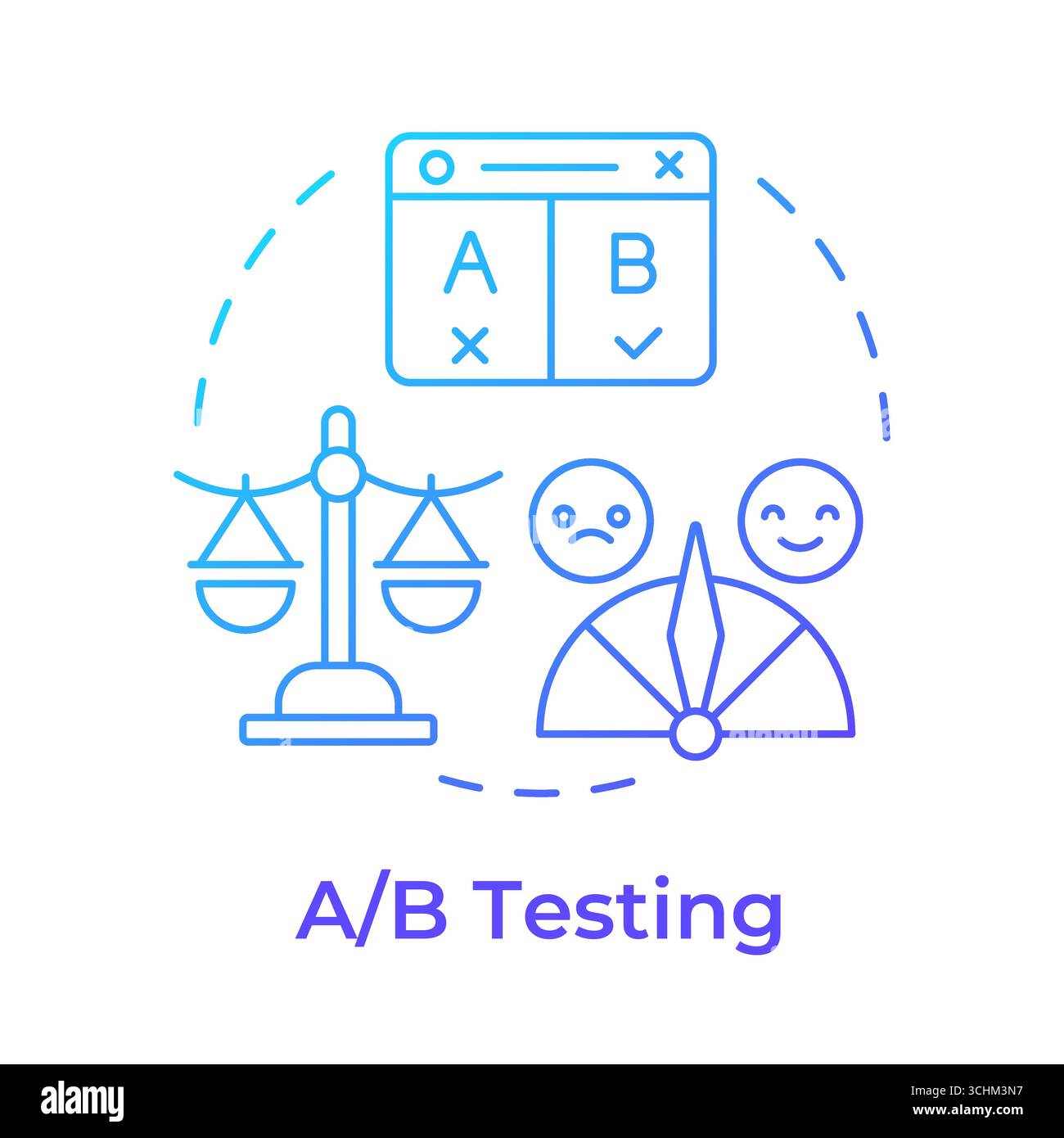 A and B testing blue gradient concept icon Stock Vector
