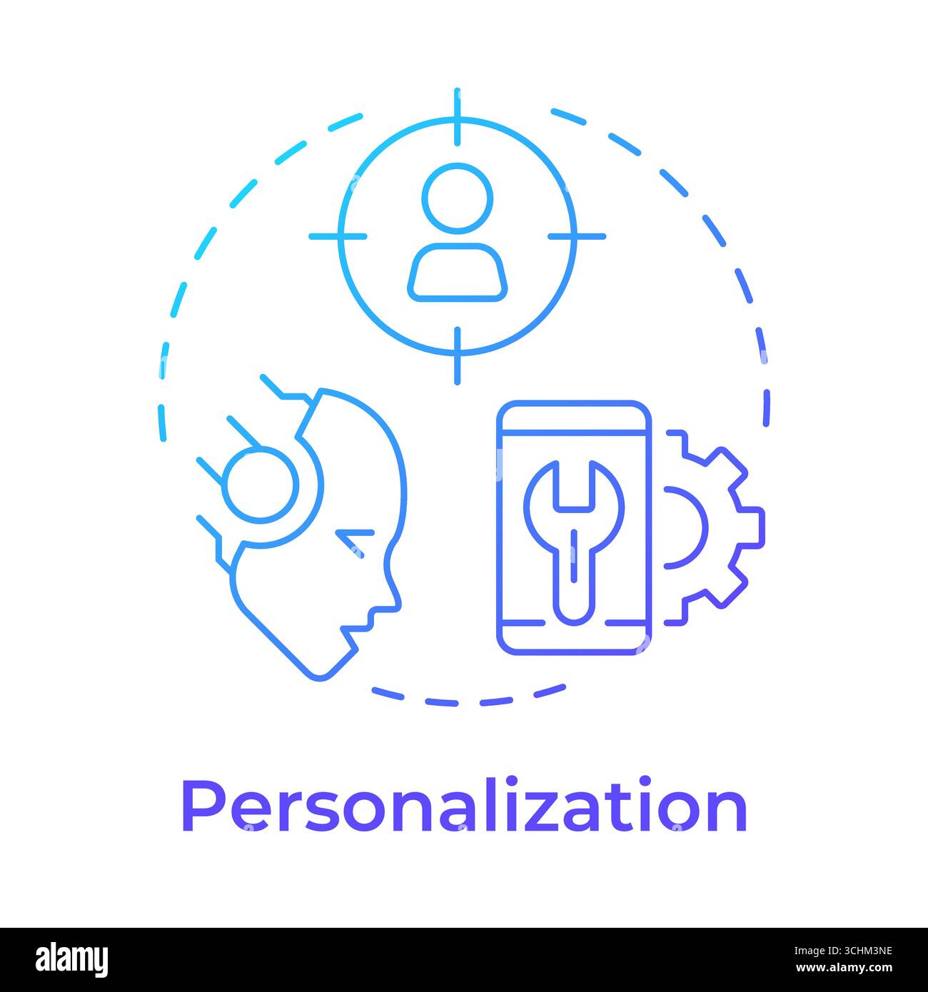 Personalization blue gradient concept icon Stock Vector