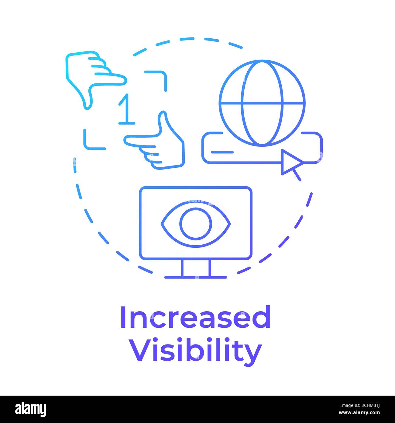Increased visibility blue gradient concept icon Stock Vector