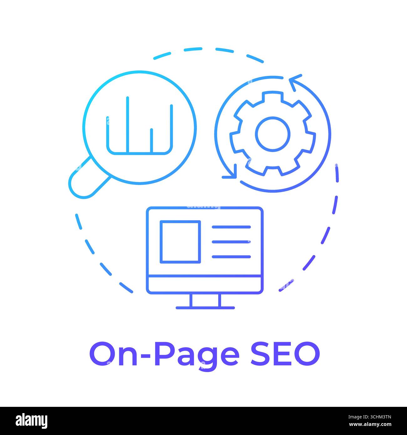 On-page seo blue gradient concept icon Stock Vector