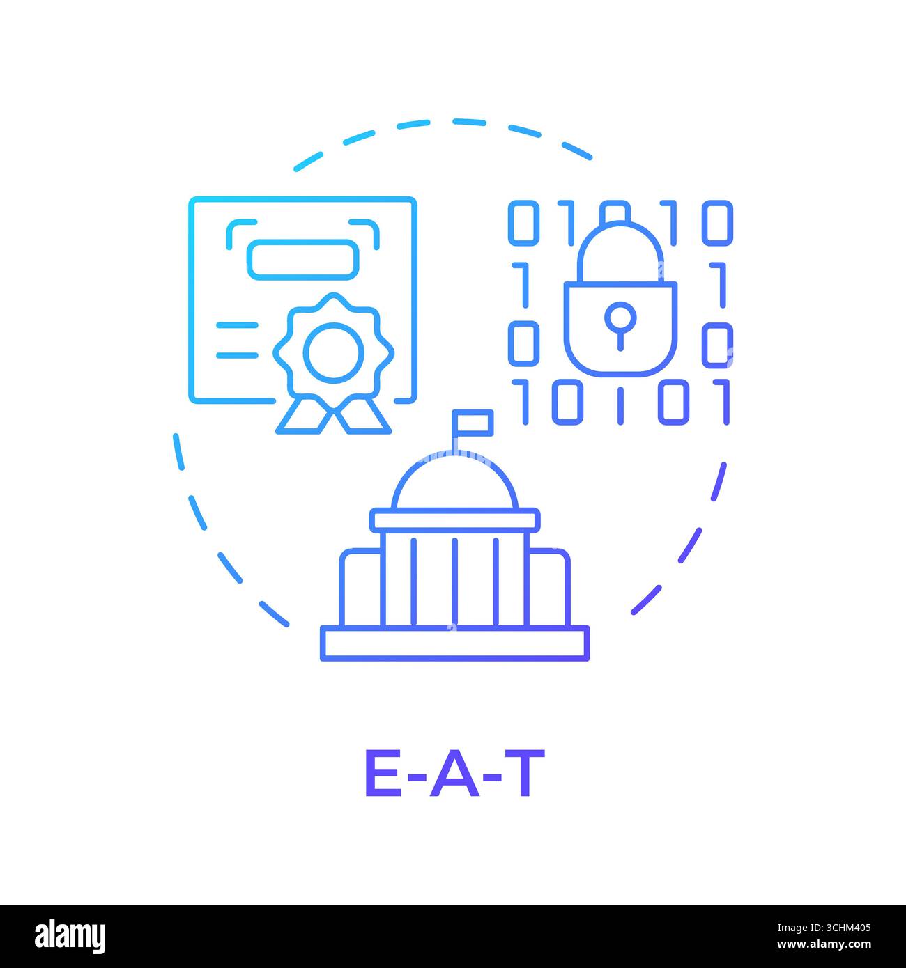 E-A-T blue gradient concept icon Stock Vector