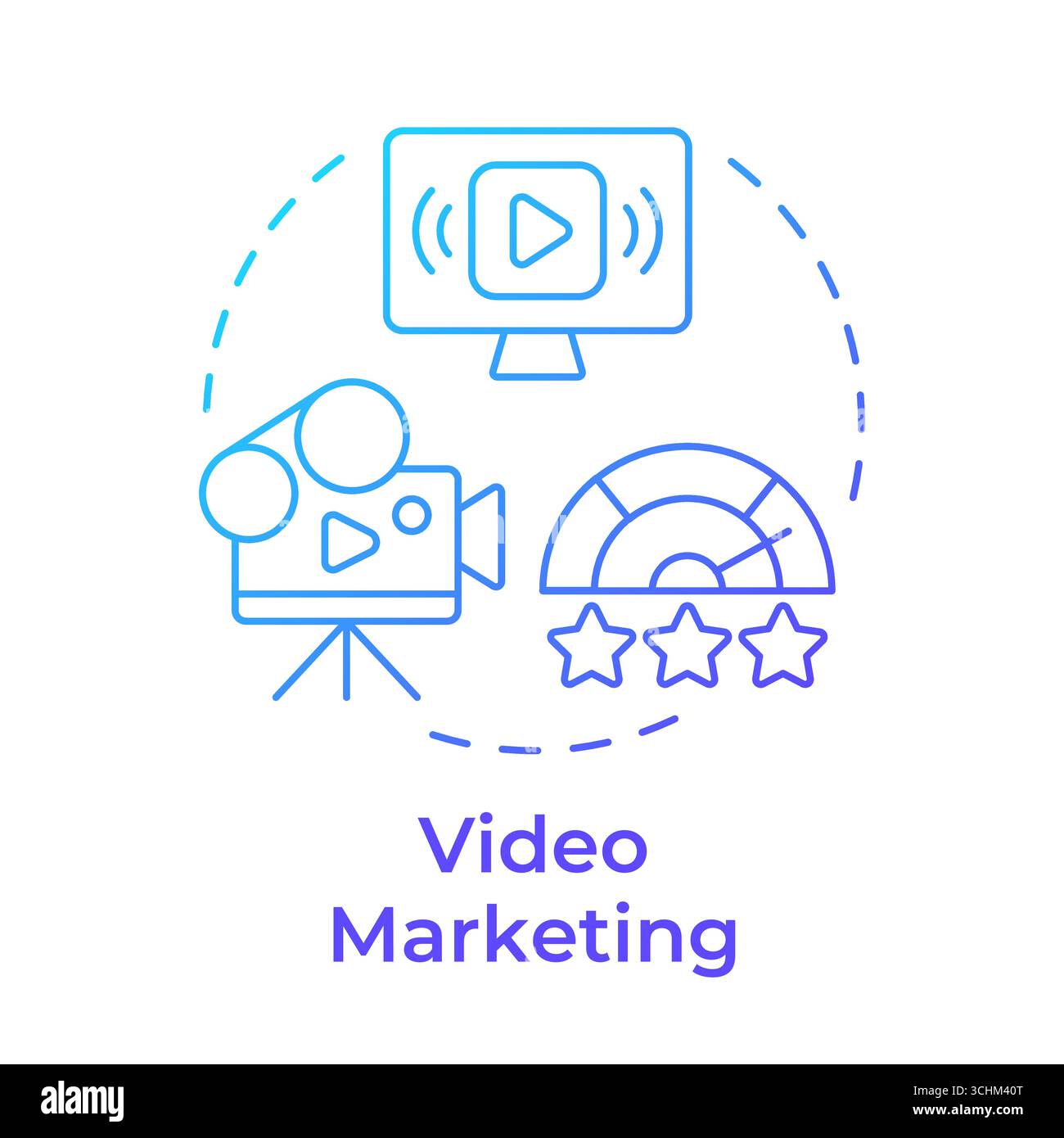 Video marketing blue gradient concept icon Stock Vector